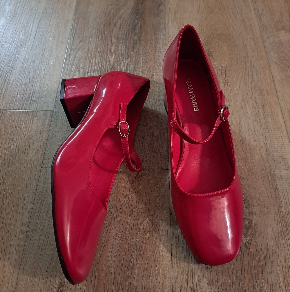 Dream Pairs Red Patent Mary Jane Heels Women's Size 11